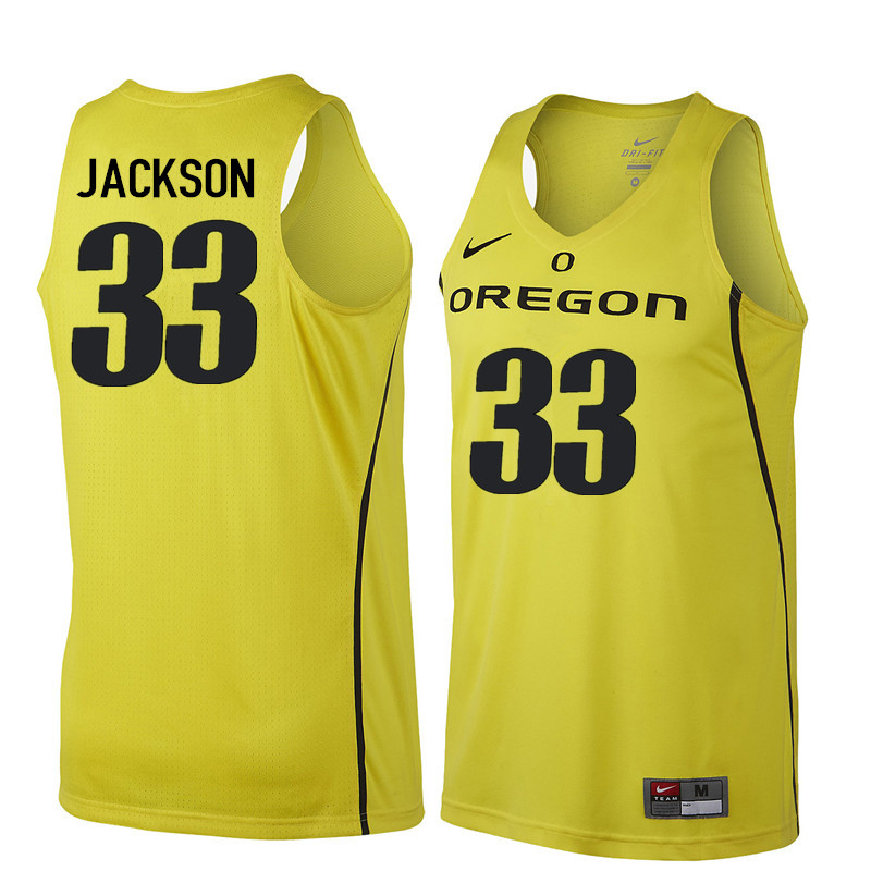 Men Oregon Ducks #33 Luke Jackson College Basketball Jerseys Sale-Yellow